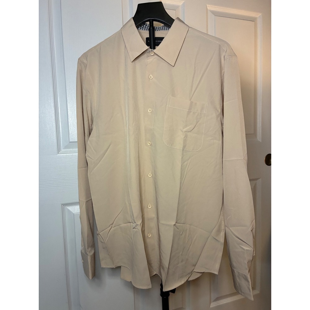 Alimens & Gentle Mens Tan Beige Long Sleeve Classic Button Down Shirt Medium